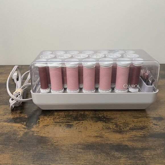 VTG Clairol Pink Hair Curler Hot Rollers 3 Sizes Electric R-20 w/ Clips Tested - Picture 1 of 5